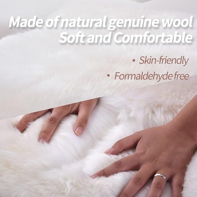 IRIWOOL Premium Genuine Fur Sheepskin Rug Real Australia Sheepskin Natural - Image 4