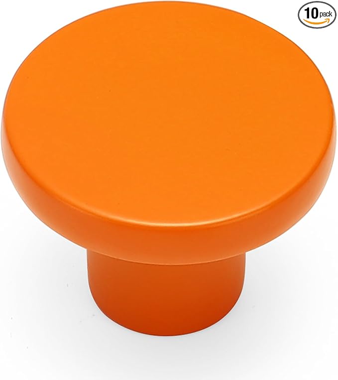 Ravinte 10 Pack Cabinet Knobs Orange Kitchen Cabinet Knobs Round Dresser Drawer Pulls Closet Door Pulls 1-1/5 Inch
