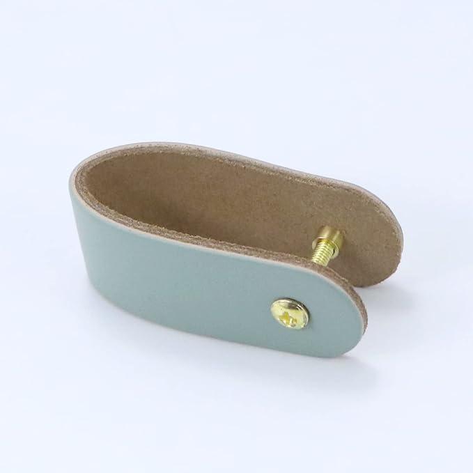 Leather Drawer Pulls and Knobs Soft Cabinet Handles Modern Cabinets Door Knob for Furniture Cupboards Wardrobe Dresser Decorative Handle with Screw 4 Pcs (Light Blue)
