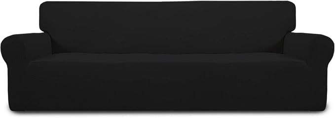 Easy-Going Stretch 4 Seater Oversized Sofa Couch Cover Black | 1-Piece Extra by Easy-Going