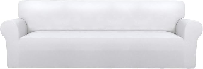 PureFit Stretch Couch Covers for Sofa 4 Seater Slipcovers White | 1-Piece Sofa by PureFit