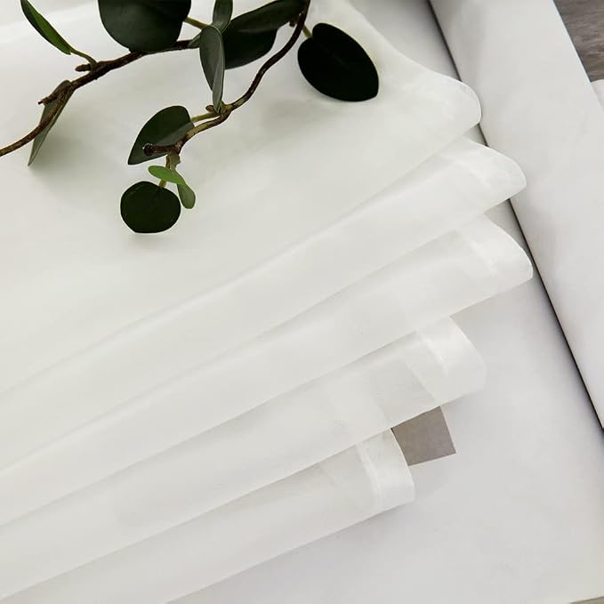 MIULEE 2 Panels Kitchen Tiers Half Window Sheer Curtains 29 X 45 Inch Ivory | - Image 5