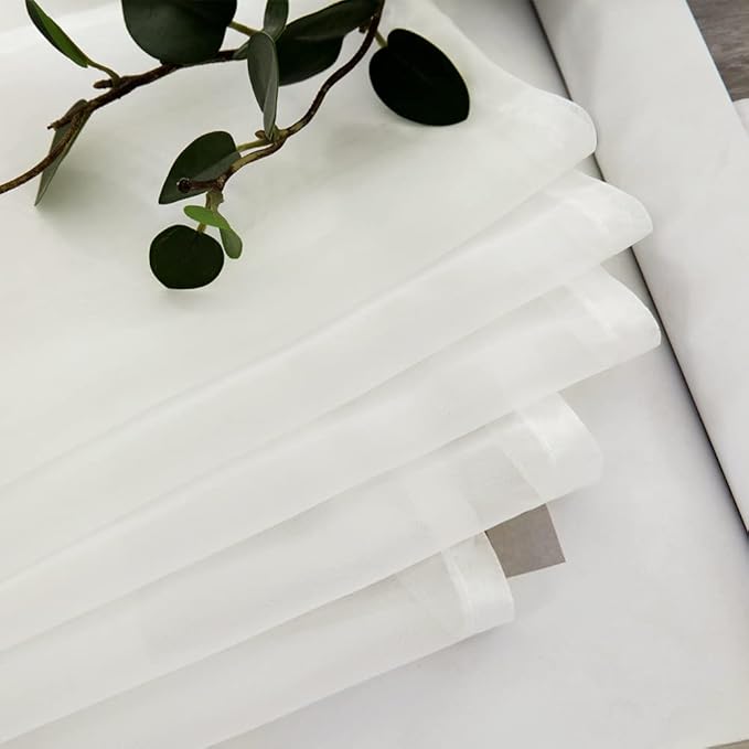 MIULEE 2 Panels Kitchen Tiers Half Window Sheer Curtains 29 X 36 Inch Ivory | - Image 5