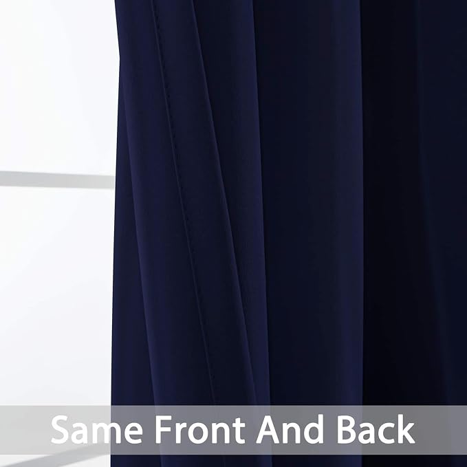 Yakamok Room Darkening Curtains 52x90 inch Length Navy Blue-Living Room | 2 - Image 4