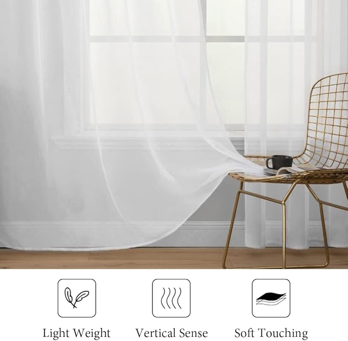 MIULEE 2 Panels White Sheer Curtains - Image 4