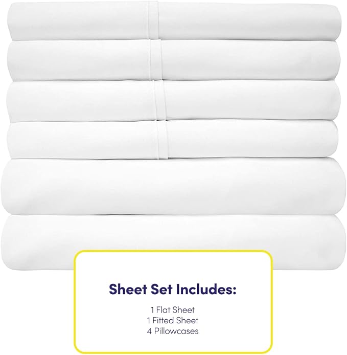 Cal King Size Bed Sheets - 6 Piece 1500 Supreme Collection Fine Brushed Microfiber Deep Pocket California King Sheet Set Bedding - 2 Extra Pillow Cases, Great Value, California King, White