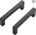 Ravinte 15 Pack Black Cabinet Pulls 3-3/4 Inch Square Kitchen Cabinet Handles Matte Black Kitchen Hardware for Drawer Pulls Drawer Handles Come with Screwdriver