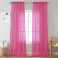 Hot Pink Sheer Curtains 96 Inches Long 2 Panels by OVZME
