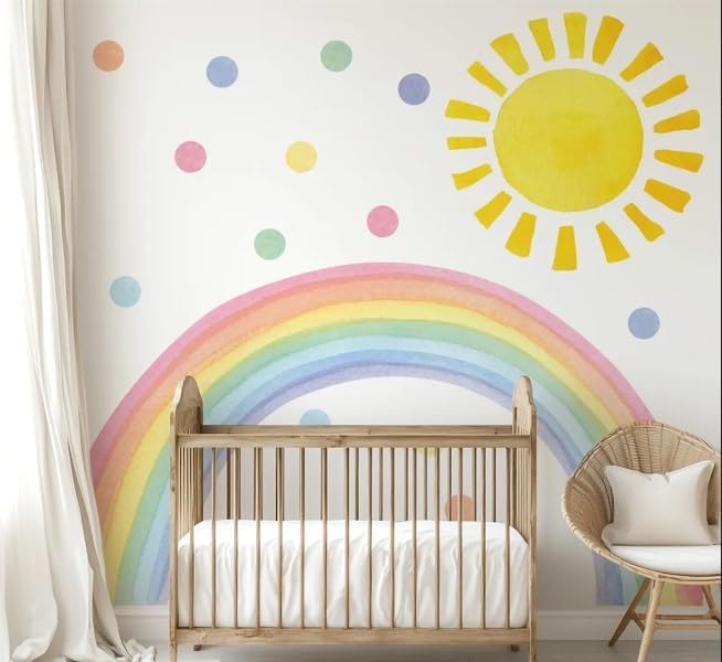 Large Rainbow Wall Decals – Removable Peel and Stick Décor for Kids Room, Playroom, Nursery Walls, and Bedroom Wall Décor - Wall Sticker (88" W x 47" H)