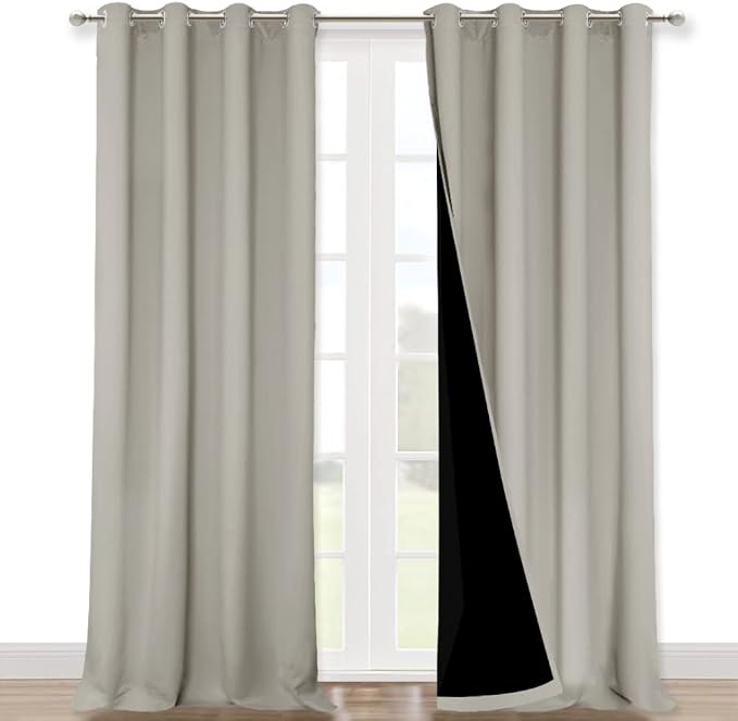 NICETOWN Full Shading Curtains for Windows, Super Heavy-Duty Black Lined by NICETOWN