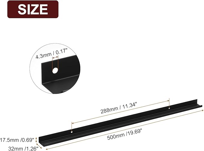 uxcell Cabinet Finger Edge Pull, 3pcs 500mm/19.69 Aluminum Alloy Back Mount Hidden Cabinet Pulls Concealed Handle for Home Kitchen Drawer Cabinet, Black