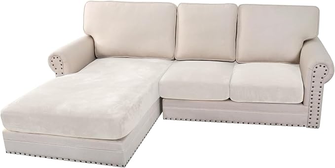 H.VERSAILTEX Velvet Stretch Sectional Couch Covers 3 Pieces Sofa Seat Cushion by HVERSAILTEX