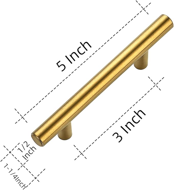 Ravinte 35 Pack 5 Inch Cabinet Pulls Brushed Brass Stainless Steel Kitchen Drawer Pulls Cabinet Handles 5”Length, 3” Hole Center