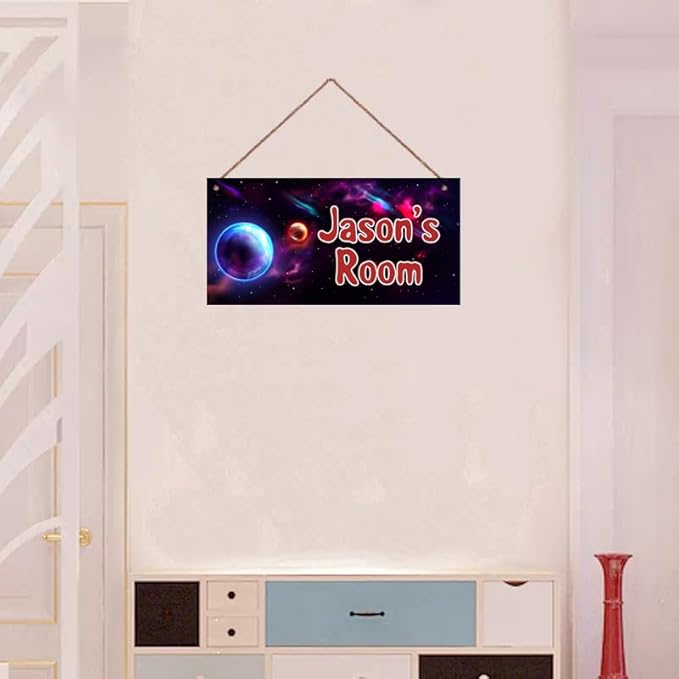 Personalized Sign Outer Space Room Décor Kids Room Decor, Universe Theme Little Man Cave Decor for Nursery, Stars Nursery Decor for Toddler Baby Boys Room Girls Bedroom