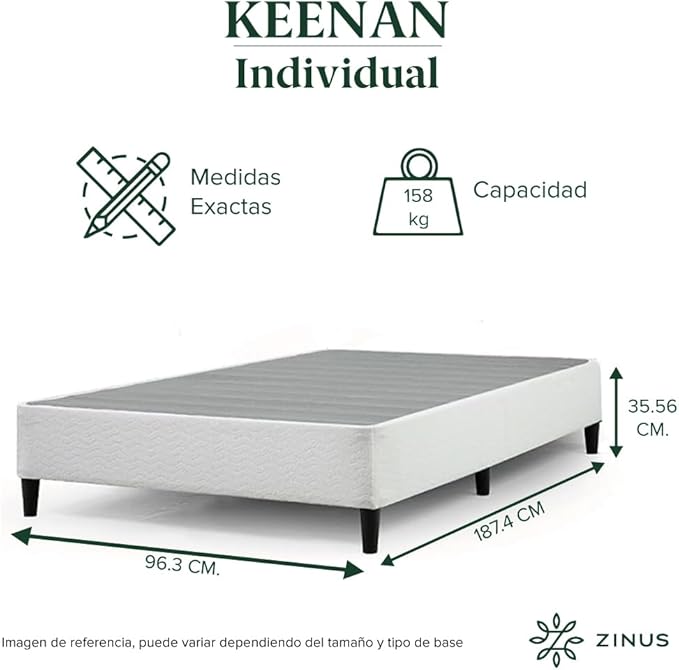 ZINUS Keenan Metal Mattress Foundation, Standing Box Spring, Headboard Brackets Included, Easy Assembly, Twin
