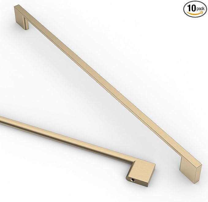 Asidrama 10 Pack 12.6 Inch(320mm) Brushed Brass Kitchen Cabinet Handles, Cabinet Pulls Kitchen Cabinet Hardware for Cupboard Drawer Pulls