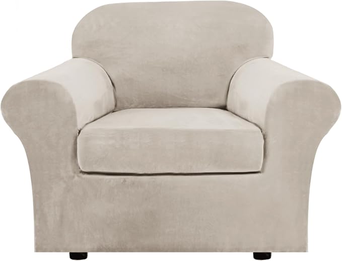 H.VERSAILTEX Rich Velvet Stretch 2 Piece Cover Chair Slipcover Sofa Cover by HVERSAILTEX
