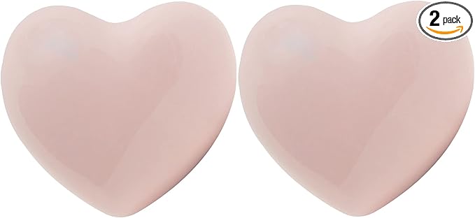 Ceramic Drawer Knobs Heart Shape Cabinet Dresser Pulls Handles with 3 Sized Screws, Kitchen Furniture Knobs for Closet Cupboard Wardrobe (2, Powder Pink)