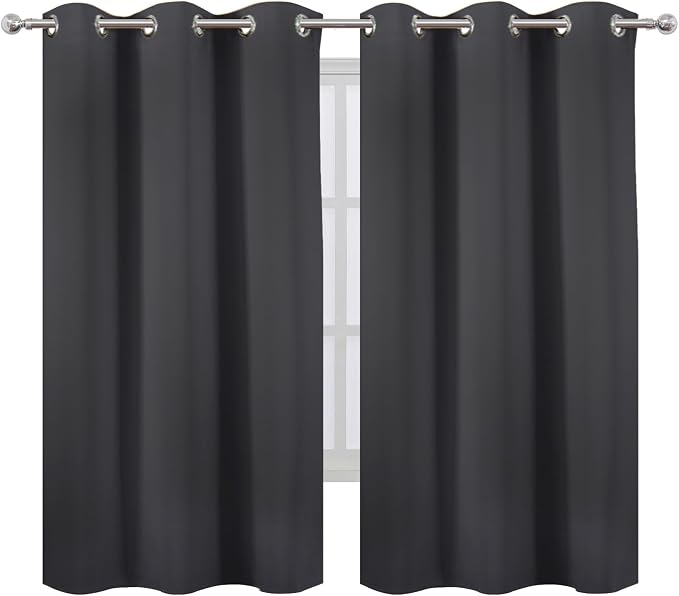 Dark Grey Blackout Curtains 34 x 63 Inch Length/Set of 2 Curtain Panels/Thermal - Image 2