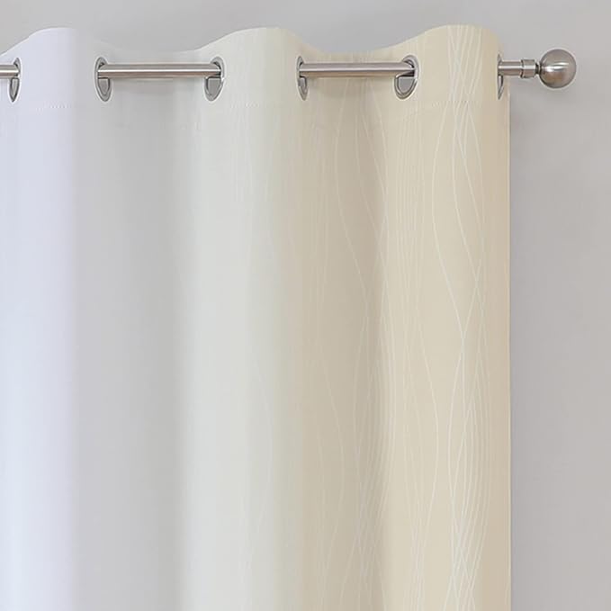 Beige and Greyish White Ombre Blackout Curtains - Image 4