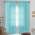Aqua Sheer Curtains 90 Inches Long 2 Panels by OVZME
