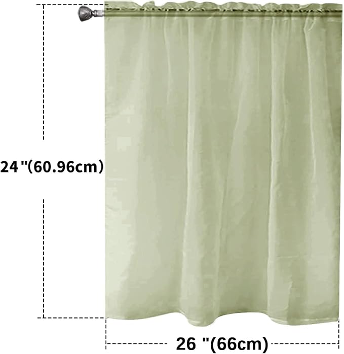 SpaceDresser Basic Rod Pocket Sheer Voile Window Curtain Panels Sage Green 1 - Image 2