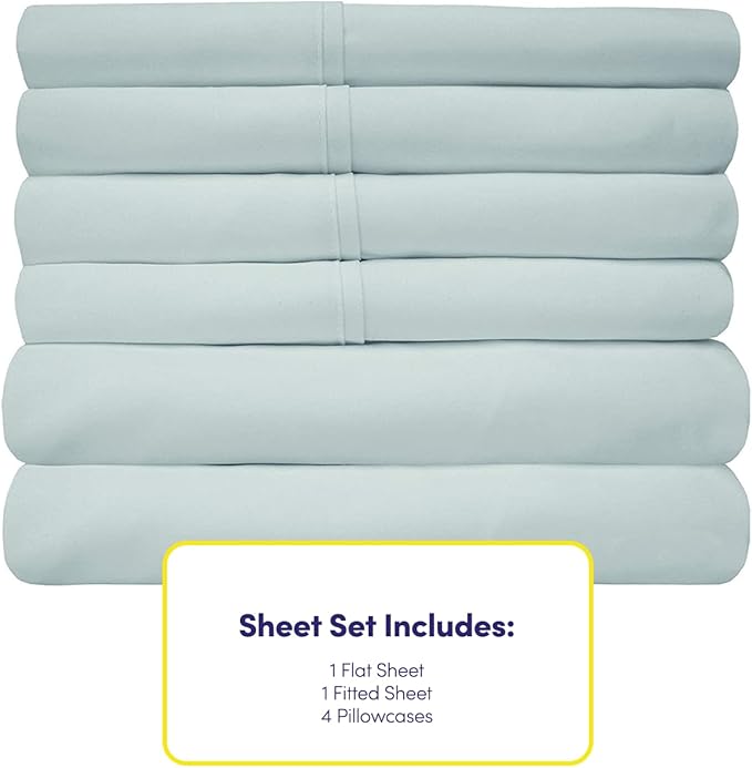 Cal King Size Bed Sheets - 6 Piece 1500 Supreme Collection Fine Brushed Microfiber Deep Pocket California King Sheet Set Bedding - 2 Extra Pillow Cases, Great Value, California King, Porclain Blue