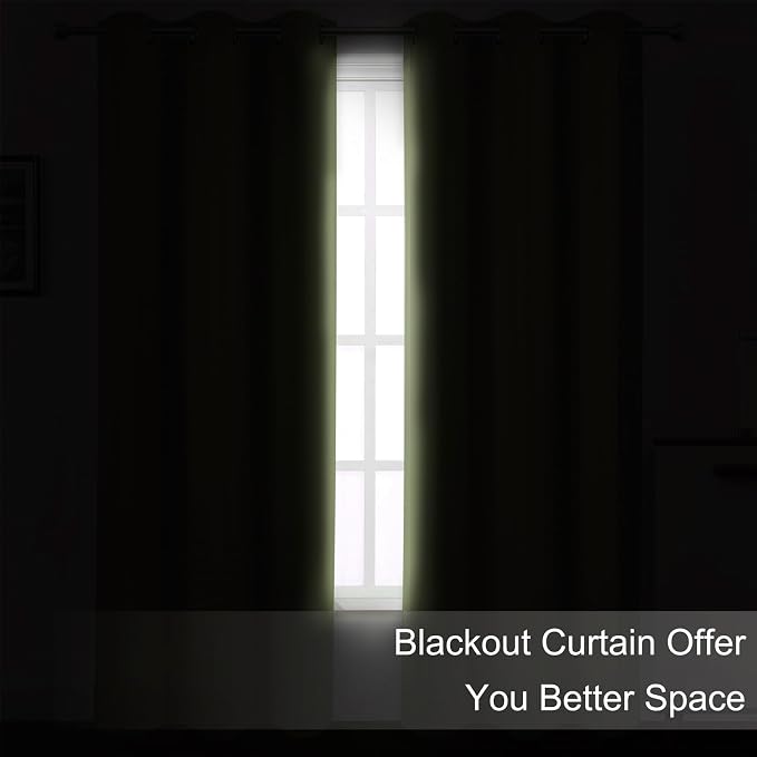 Blackout Curtains 52 x 108 inch/Sage Green Curtains Set of 2 Panels/Thermal - Image 3