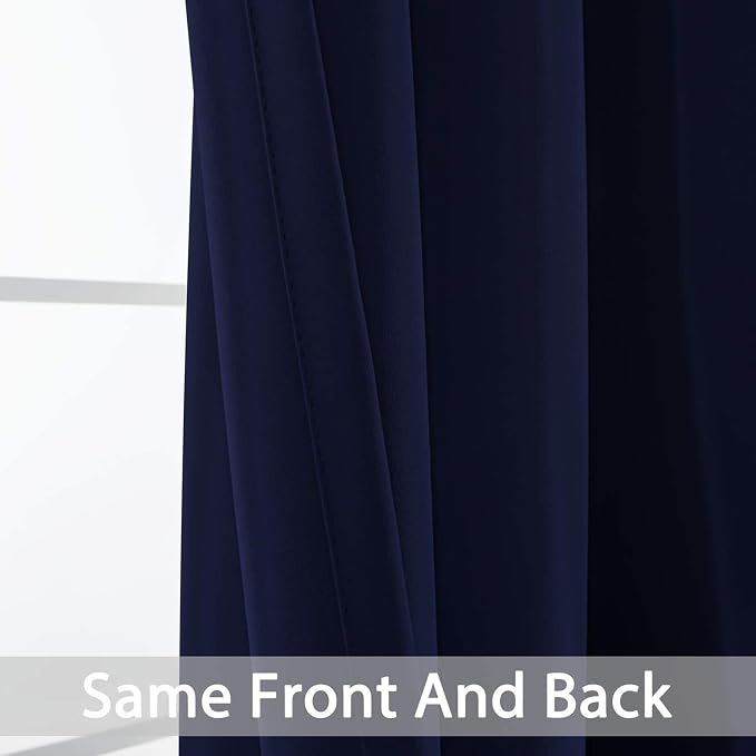 Yakamok Navy Blue Room Darkening Curtains 84 inch Sliding Door Drapes | 1 - Image 4