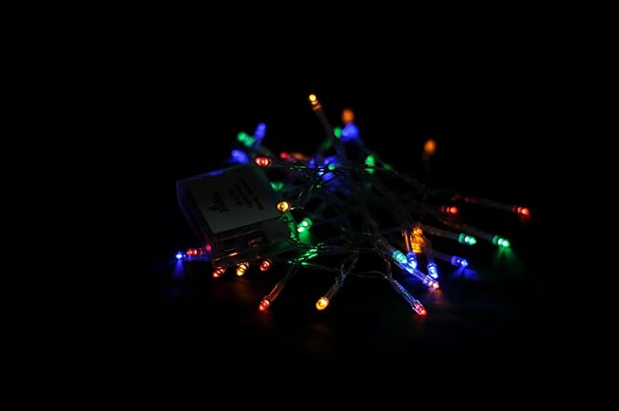 Karlling Battery Operated Christmas Lights,13 ft Short Clear Wire String Led Twinkle Fairy Light for Small Mini Xmas Tree and Wedding Party Indoor/Outdoor Decoration(Multicolor)