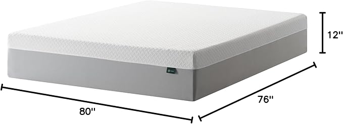 ZINUS 12 Inch Green Tea Essential Memory Foam Mattress [New Version], King, Fiberglass Free, Medium Feel, Breathable Airflow Memory Foam, Certified Safe Foams & Fabric, Mattress in A Box