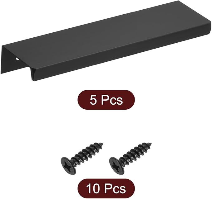 uxcell Cabinet Finger Edge Pull, 5pcs 120mm / 4.72" Aluminum Alloy Back Mount Hidden Cabinet Pulls Concealed Handle for Home Kitchen Drawer Cabinet, Black