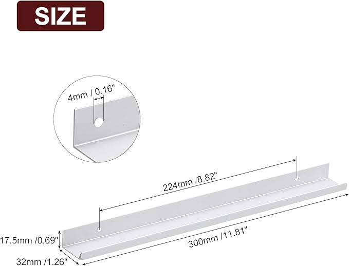 uxcell Cabinet Finger Edge Pull, 5pcs 300mm / 11.81" Aluminum Alloy Back Mount Hidden Cabinet Pulls Concealed Handle for Home Kitchen Drawer Cabinet, Silver