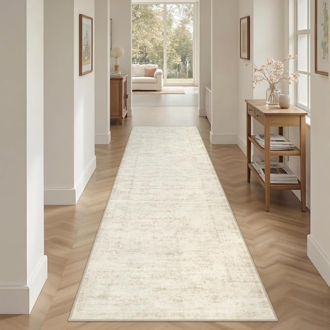 2'6''x8' Hallway Washable Runner Rug: Kitchen Carpet Retro Beige | Vintage Boho - Image 8