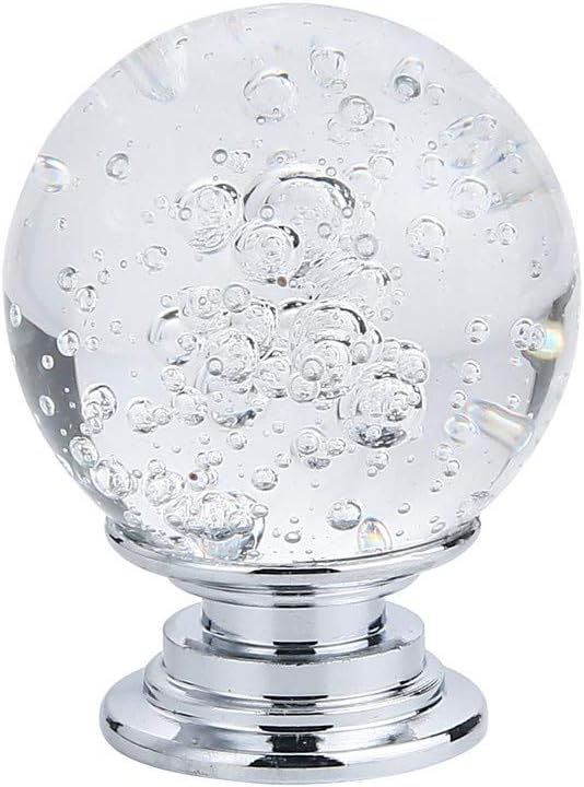 10 PCS Crystal Cabinet Knobs Round Glass Bubbles Knobs Smooth Drawer Pulls Handle for Home, Cabinet, Drawer and Dresser with 3 Different Size Screws, 30MM (Transparent)