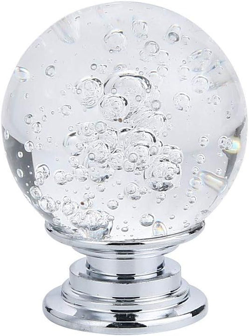 10 PCS Crystal Cabinet Knobs Round Glass Bubbles Knobs Smooth Drawer Pulls Handle for Home, Cabinet, Drawer and Dresser with 3 Different Size Screws, 30MM (Transparent)