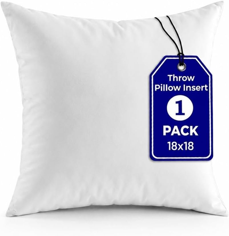 QUBA LINEN Throw Pillow Inserts, 18x18 Inches by QUBA+LINEN
