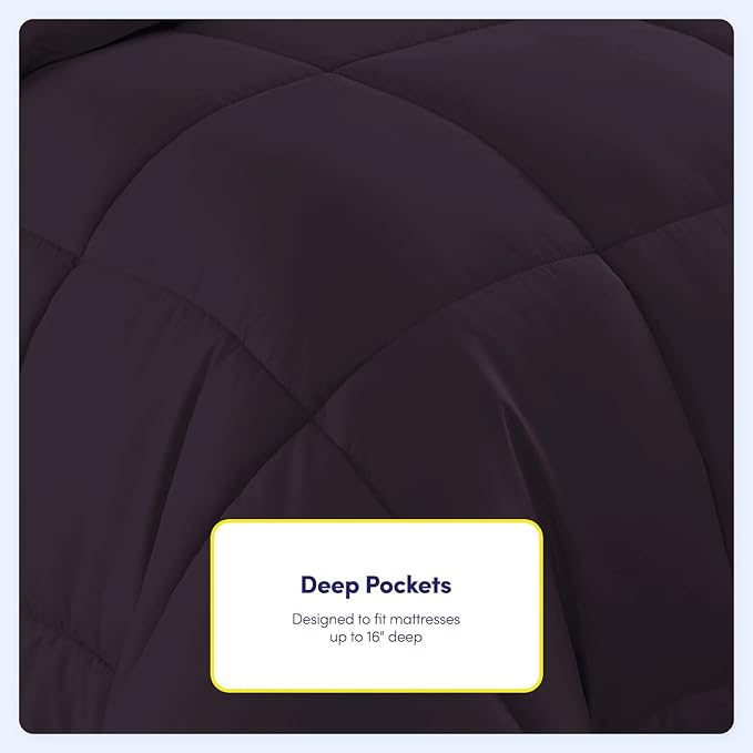 Sweet Home Collection 5 Piece Comforter Set Bag Solid Color All Season Soft Down Alternative Blanket & Luxurious Microfiber Bed Sheets, Purple, Twin XL