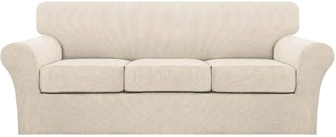 Turquoize 4 Piece Sofa Covers for 3 Cushion Couch Sofa Slipcover Soft Couch by Turquoize