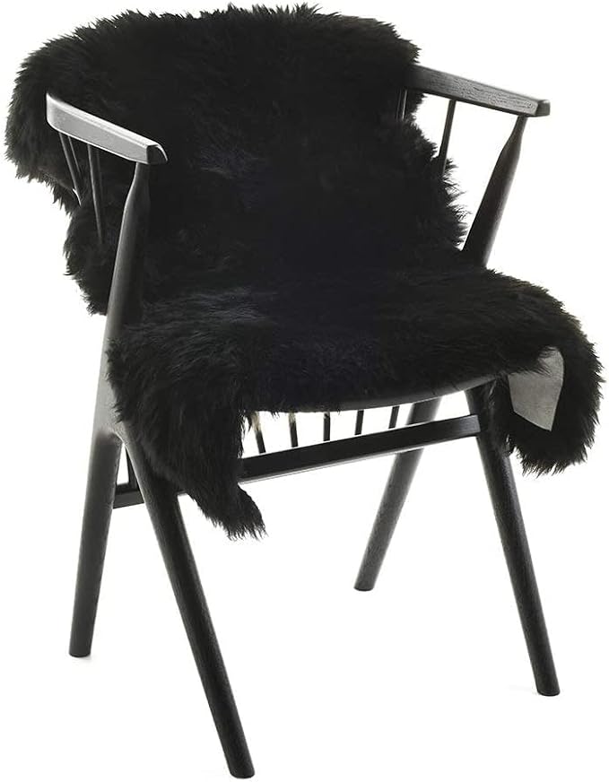 HUAHOO Premium Genuine Sheepskin Rug Black Real Australia Sheepskin Natural - Image 6