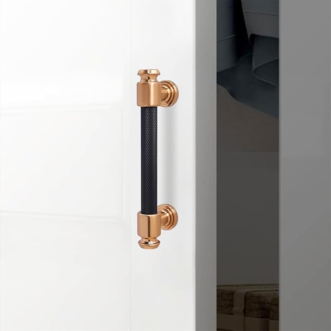10 Pack 3-3/4 inch (96mm) Matte Black and Champagne Bronze Cabinet Handles - Black Drawer Pulls