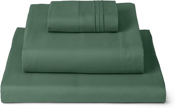 Mellanni Twin Sheets Set - 3 PC Iconic Collection Bedding - Hotel Luxury, Extra Soft, Cooling Bed Sheets - Wrinkle, Fade, Stain Resistant (Twin, Emerald Green)
