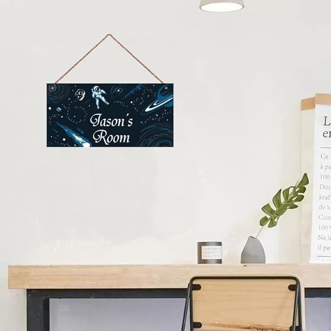 Personalized Space Decor for Boys Room Outer Space Theme Room Decor for Boys,Astronaut Wall Art Decor for Kids Room Boys Bedroom Comet Nursery Playroom