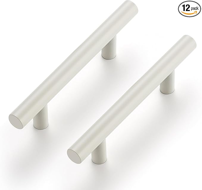 Ravinte 12 Pack | 5 Inch Cabinet Pulls White Stainless Steel Kitchen Drawer Pulls Cabinet Handles 5 InchLength, 3 Inch Hole Center
