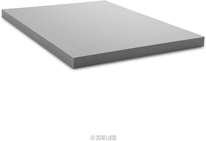 LUCID 4 Inch Bamboo Infused Memory Foam Mattress Topper - Twin Size – Cooling Ventilation – Pressure Relieving Bed Topper - Mattress Pad – CertiPur Certified