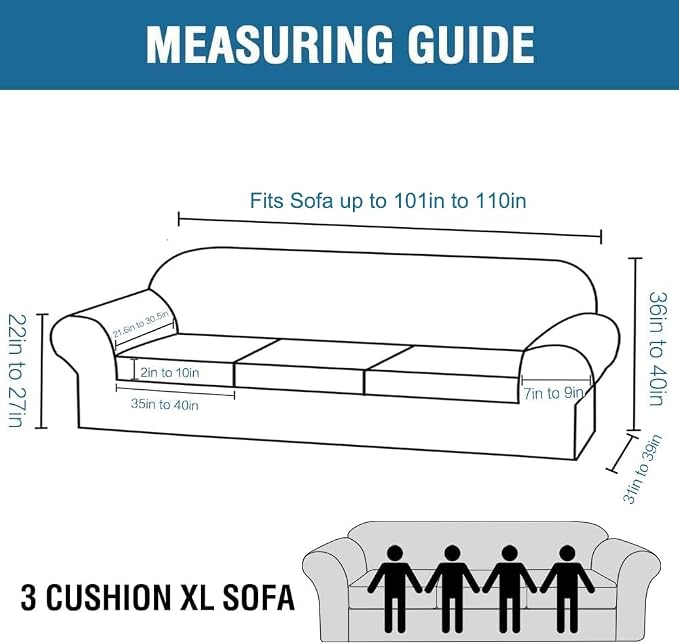 4 Piece Stretch Sofa Covers for 3 Cushion Couch Covers Furniture Slipcovers - Image 2