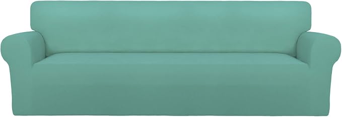 PureFit Stretch Couch Covers for Sofa 4 Seater Slipcovers Cyan | 1-Piece Sofa by PureFit