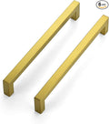 JOY DECOR 6 Pack Cabinet Handles, Gold Cabinet Pulls, 7-1/2 Inch Kitchen Closet Handles Square Drawer Pulls Stainless Steel Drawer Hardware, 192mm Hole Centers