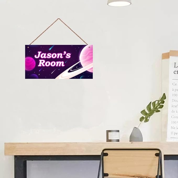 Personalized Sign Outer Space Wall Décor Boys Room Decor, Universe Theme Little Man Cave Wall Art Decor for Nursery, Planet Nursery Door Decor for Toddler Baby Kids Room