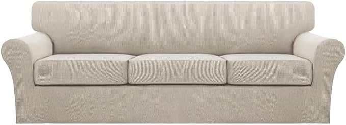Turquoize 4 Piece Sofa Covers for 3 Cushion Couch Sofa Slipcover Soft Couch by Turquoize
